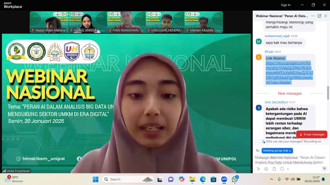 Kolaborasi Mahasiswa Nusantara, Webinar Nasional HIMATIKOM Kupas Pemanfaatan AI untuk UMKM